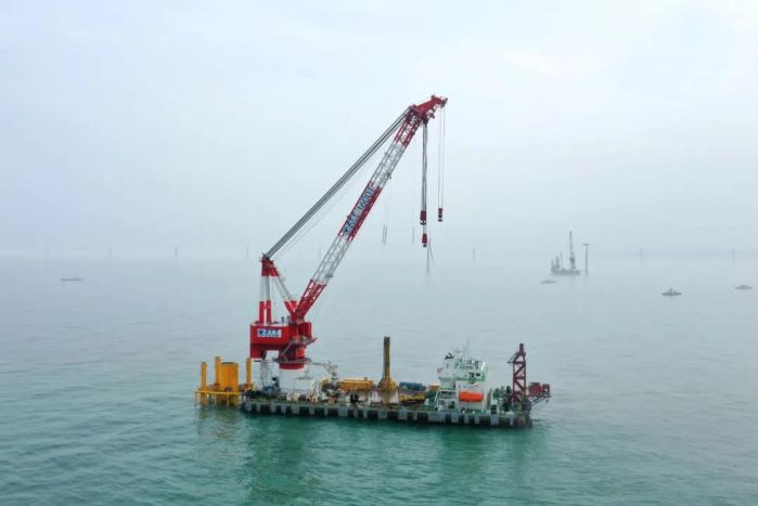 江苏如东H6海上风电项目100根单桩基础施工全部完成